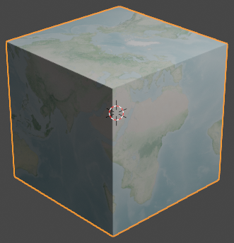 Default cube with Earth texture, flipped