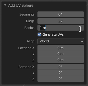 UV sphere options