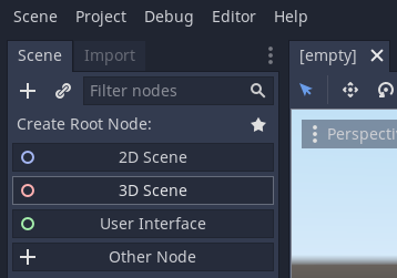 Godot: create root node